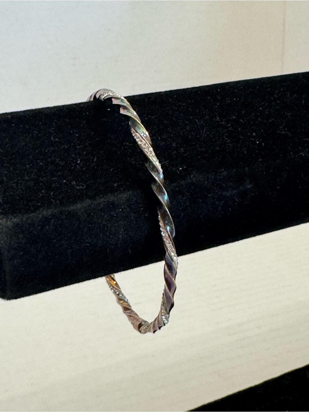 Mom Jordan 925 Vermeil Sterling Silver Crystal Pave Bangle Bracelet Jewelry